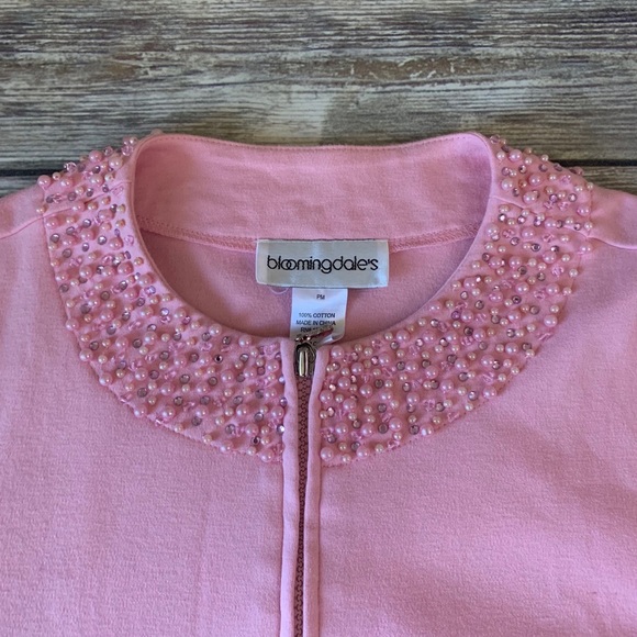 Bloomingdale’s petite medium pink zip up sweater - Picture 5 of 7